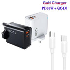 TE-PD65 GaN PD 65W + QC4.0 USB Charger with Type-C to Type-C Data Cable, UK Plug — view 4