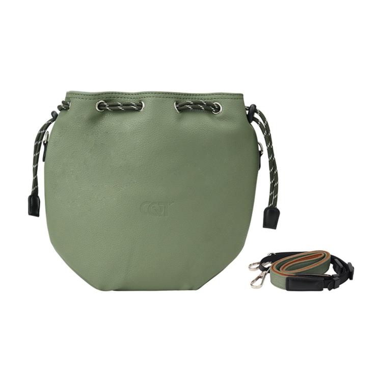 DJ-65 Large-capacity Waterproof Leather Crossbody Drawstring Storage Bag — Dark Night Black
