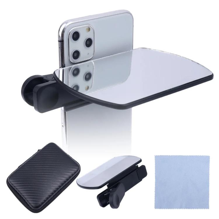 Adjustable Angle Reflection Phone Clip Outdoor Travel Mirror Selfie Tool — White