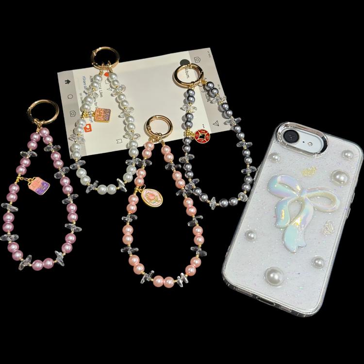 Dainty Alloy Tag Pearl Beaded Phone Chain