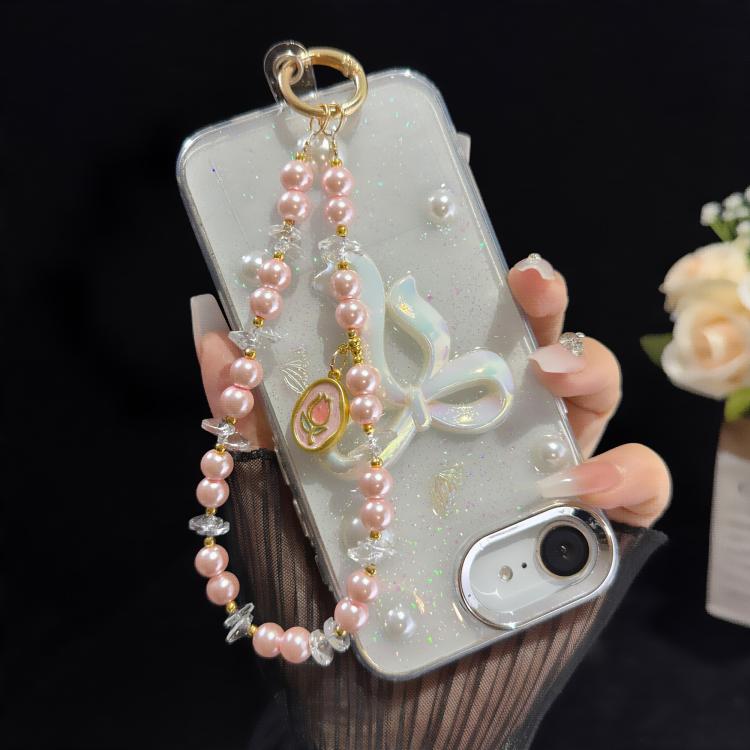 Dainty Alloy Tag Pearl Beaded Phone Chain