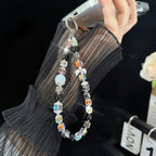 Sparkly Bow Black Crystal Holographic Cube Phone Chain