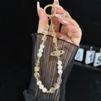 Elegant Retro Saturn Iridescent Cube Phone Chain