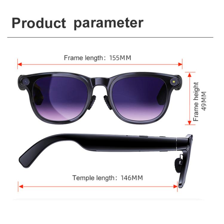 A2 8MP HD Smart Camera Glasses, Support AI Translation / AI Assistant / Bluetooth Calling — view 19