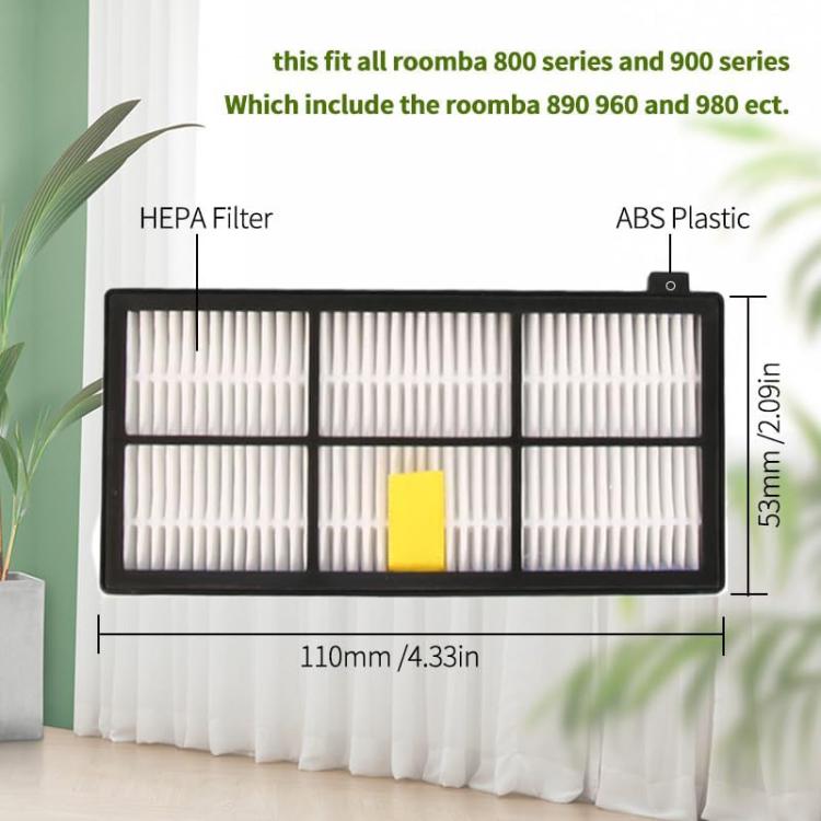 JUNSUNMAY 4pcs Sweeper Clean Filter with Brush for iRobot Roomba 800 / 900 Series