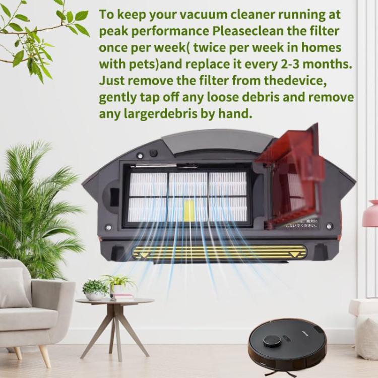 JUNSUNMAY 4pcs Sweeper Clean Filter with Brush for iRobot Roomba 800 / 900 Series