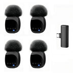 4-in-1 Wireless Lavalier Microphone System with Noise Reduction, UHF Transmission for iPhone / Android