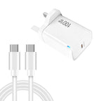 TE-PD46 GaN 100W PD 45W Fully Compatible Charger with Type-C to Type-C Data Cable，UK Plug