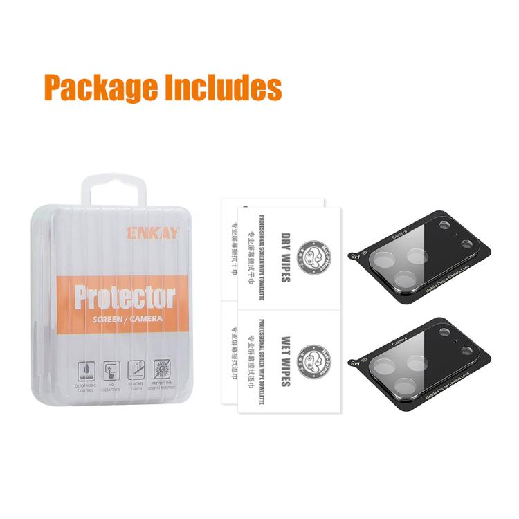 2pcs ENKAY Hat-Prince Black 9H Rear Camera Lens Tempered Glass Film