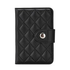 Diamond-Patterned Magnetic Vegan Leather Card Bag