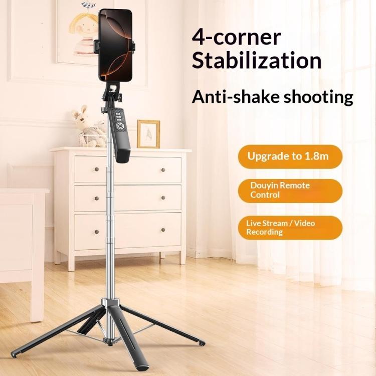 P18TK Anti-Shake Handheld Stabilizer 1.8m Extendable 4-leg Tripod Bluetooth Selfie Stick — view 5