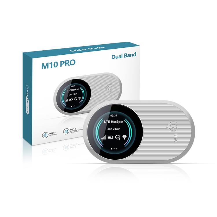 M10 Pro 4G LTE WiFi 6 Portable Wireless Router Mobile Hotspot with Color OLED Display — Blue