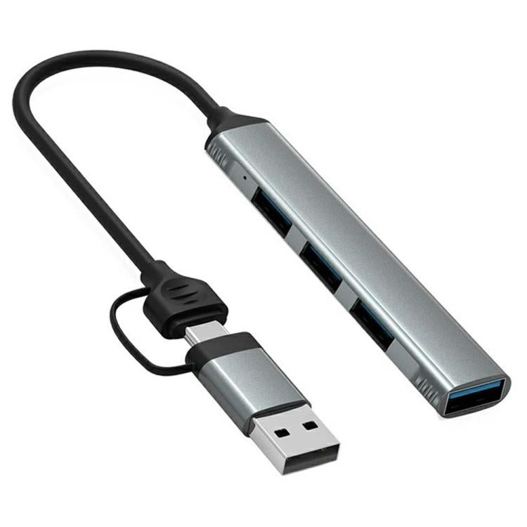 HC-77 Aluminum Alloy Portable USB-C / USB-A Plug HUB USB3.0 & 3 x USB 2.0 Docking Station