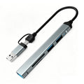 HC-77A USB-C / USB-A to USB 3.0 / 2.0 SD TF Card Reader 5 in 1 Aluminum Alloy Expansion Hub