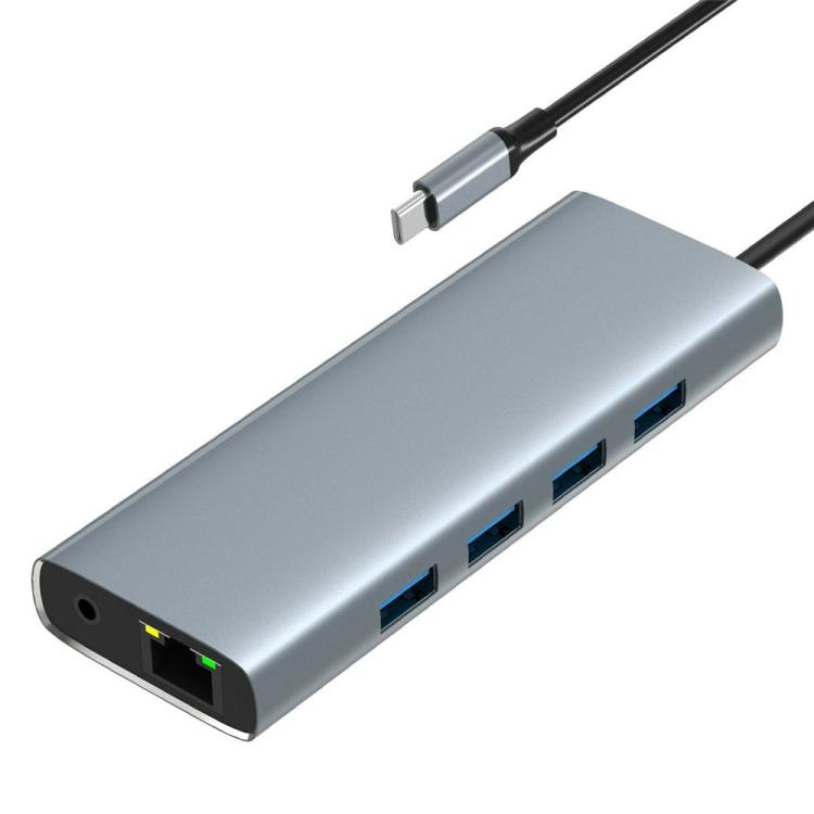 HC-84Q HD VGA RJ45 Ethernet Port Expansion Dock PD 60W Charging 11 in 1 USB-C Hub