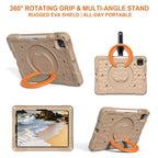 Magic Ring Rotation Holder Shockproof Tablet Case with Shoulder Straps — Slate Blue