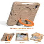 Magic Ring Rotation Holder Shockproof Tablet Case with Shoulder Straps — RoseRed+Blue