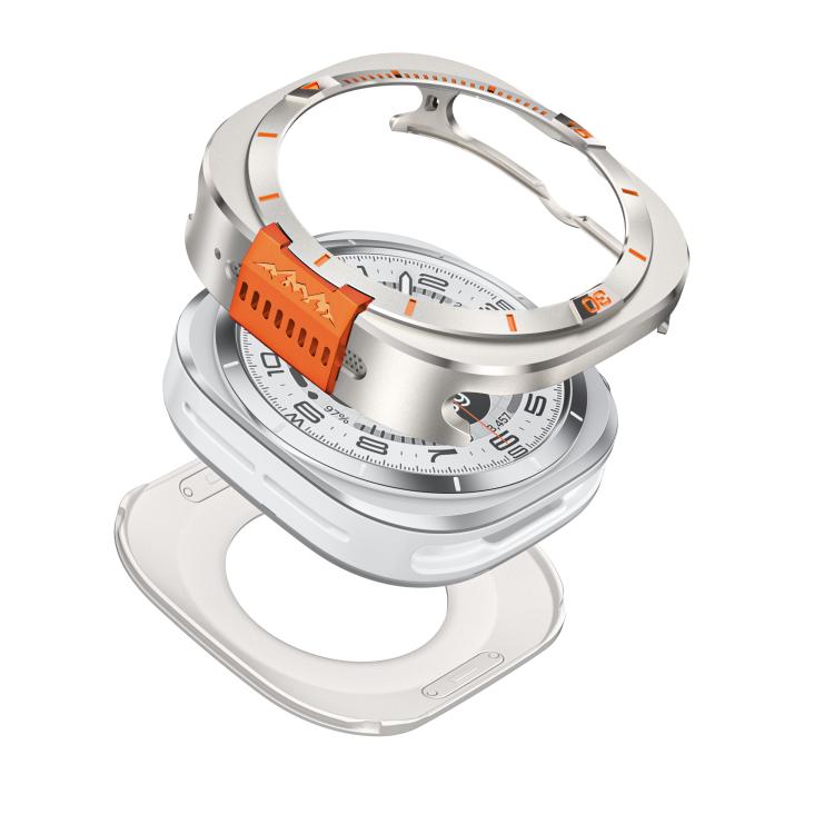 Alpine Style PC Integrated Metal Watch Protective Case — Silver White Oil