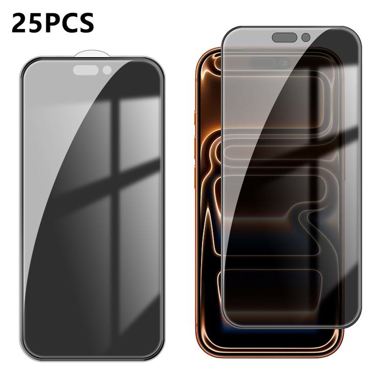 25pcs High-Aluminum Full-Coverage Anti-Fingerprint Screen-Printed Privacy Tempered Glass Film