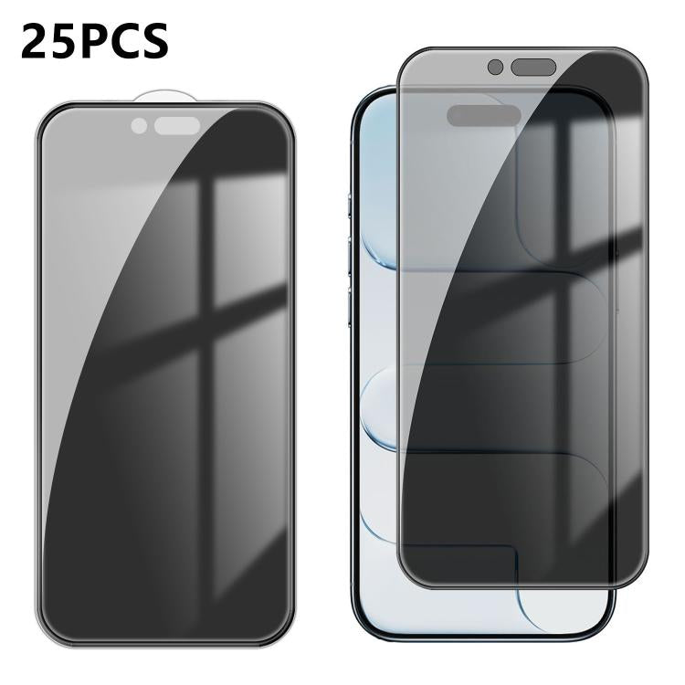 25pcs High-Aluminum Full-Coverage Anti-Fingerprint Screen-Printed Privacy Tempered Glass Film