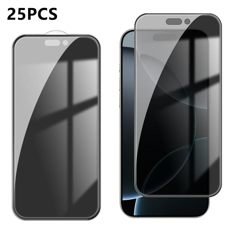 25pcs High-Aluminum Full-Coverage Anti-Fingerprint Screen-Printed Privacy Tempered Glass Film