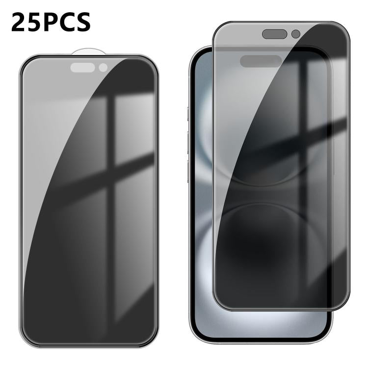 25pcs High-Aluminum Full-Coverage Anti-Fingerprint Screen-Printed Privacy Tempered Glass Film