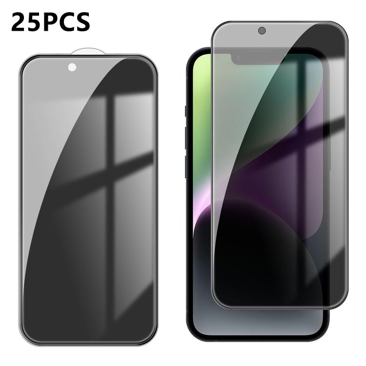 25pcs High-Aluminum Full-Coverage Anti-Fingerprint Screen-Printed Privacy Tempered Glass Film