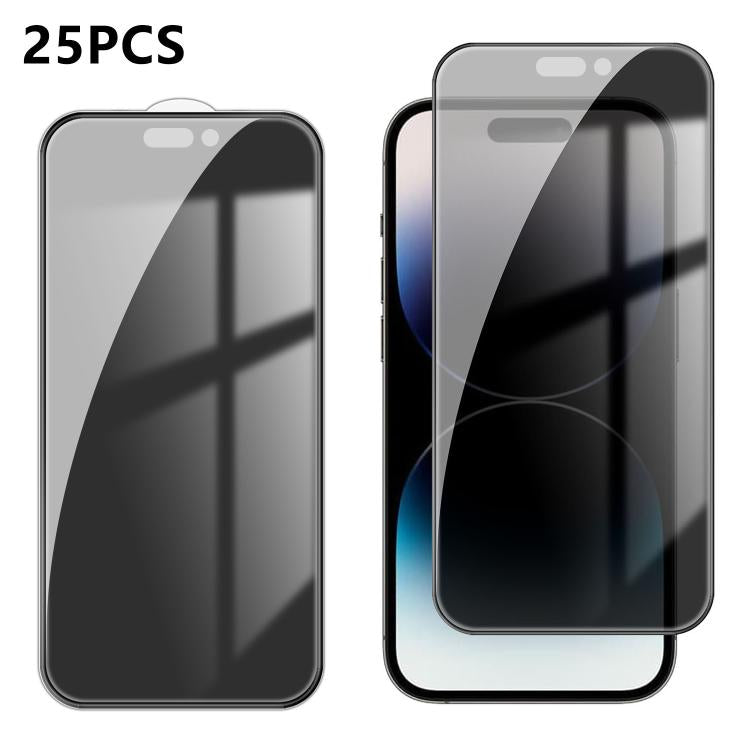 25pcs High-Aluminum Full-Coverage Anti-Fingerprint Screen-Printed Privacy Tempered Glass Film