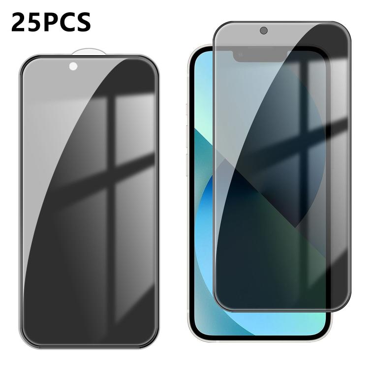 25pcs High-Aluminum Full-Coverage Anti-Fingerprint Screen-Printed Privacy Tempered Glass Film