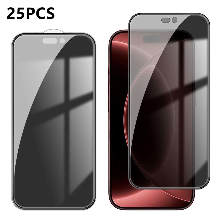 25pcs High-Aluminum Full-Coverage Anti-Fingerprint Screen-Printed Privacy Tempered Glass Film