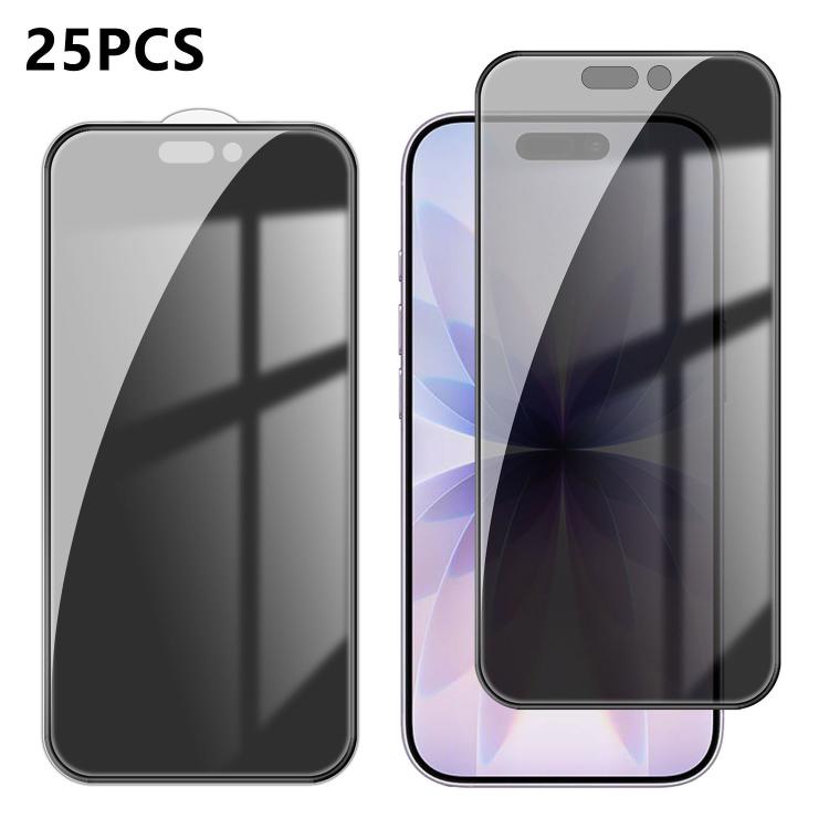 25pcs High-Aluminum Full-Coverage Anti-Fingerprint Screen-Printed Privacy Tempered Glass Film