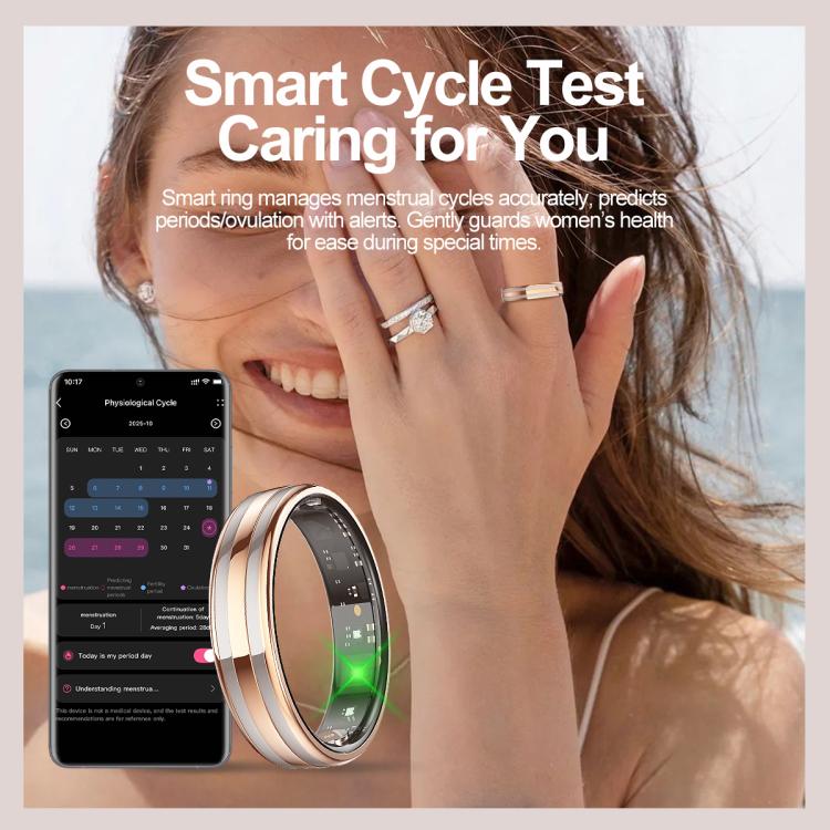 HR02 SIZE 7 Smart Ring, Supports Health Monitoring / Female Menstrual Cycle / Gesture Control