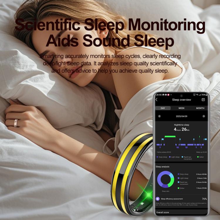 HR02 SIZE 7 Smart Ring, Supports Health Monitoring / Female Menstrual Cycle / Gesture Control