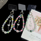 Interlaced Beaded Butterfly Tassel Phone Strap — White
