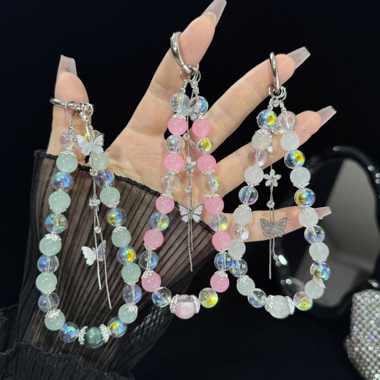 Interlaced Beaded Butterfly Tassel Phone Strap — view 5