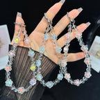 Interlaced Beaded Butterfly Tassel Phone Strap — Blue