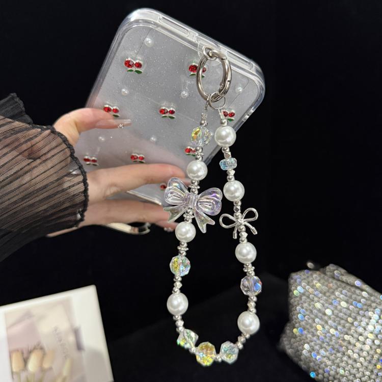 Pearl Crystal Bow Phone Chain — view 6
