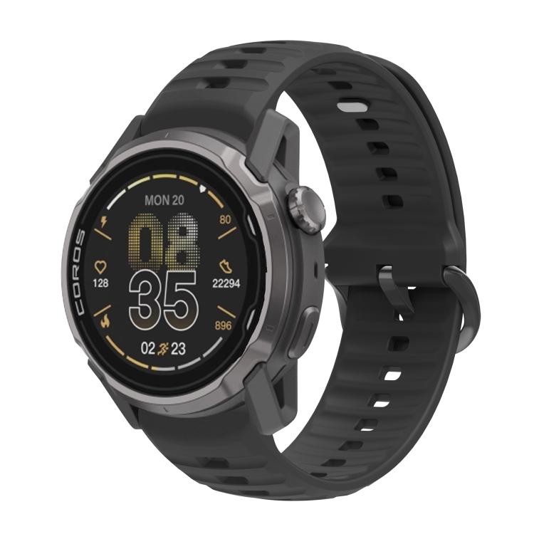 Solid Color Wavy Textured Black Pin Buckle Silicone Watch Band