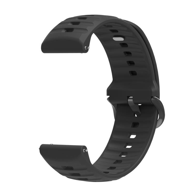 Solid Color Wavy Textured Black Pin Buckle Silicone Watch Band