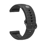 Solid Color Wavy Textured Black Pin Buckle Silicone Watch Band