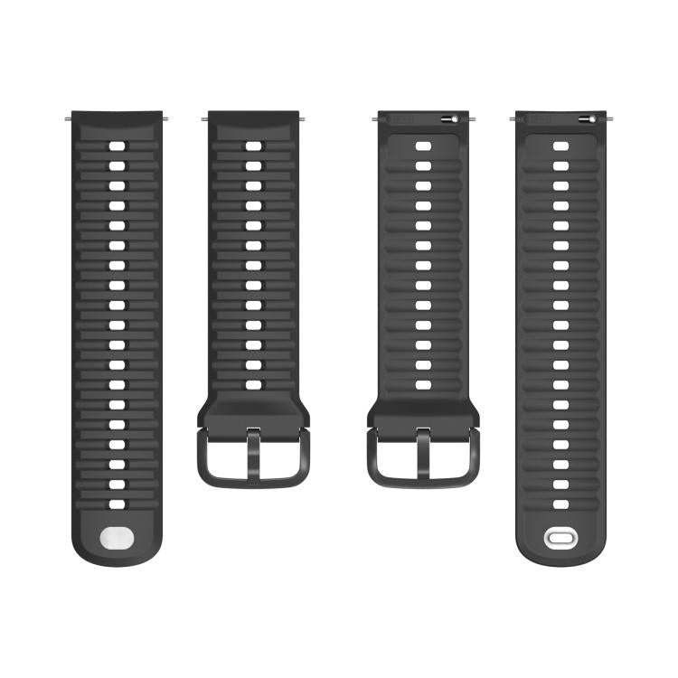 Solid Color Wavy Textured Black Pin Buckle Silicone Watch Band