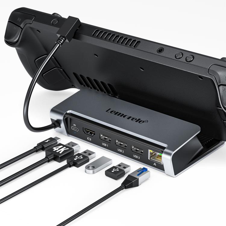 Lemorele X23L 6 in 1 Docking Station 4K Visual Output Dual Slot 100W PD Portable Adapter