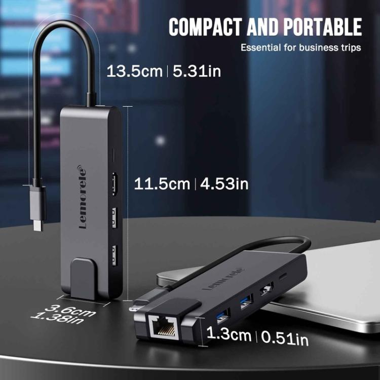 Lemorele TC24L 5 in 1 Docking Station 4K Ultra Display Fast Transfer 100W PD Adapter — view 4