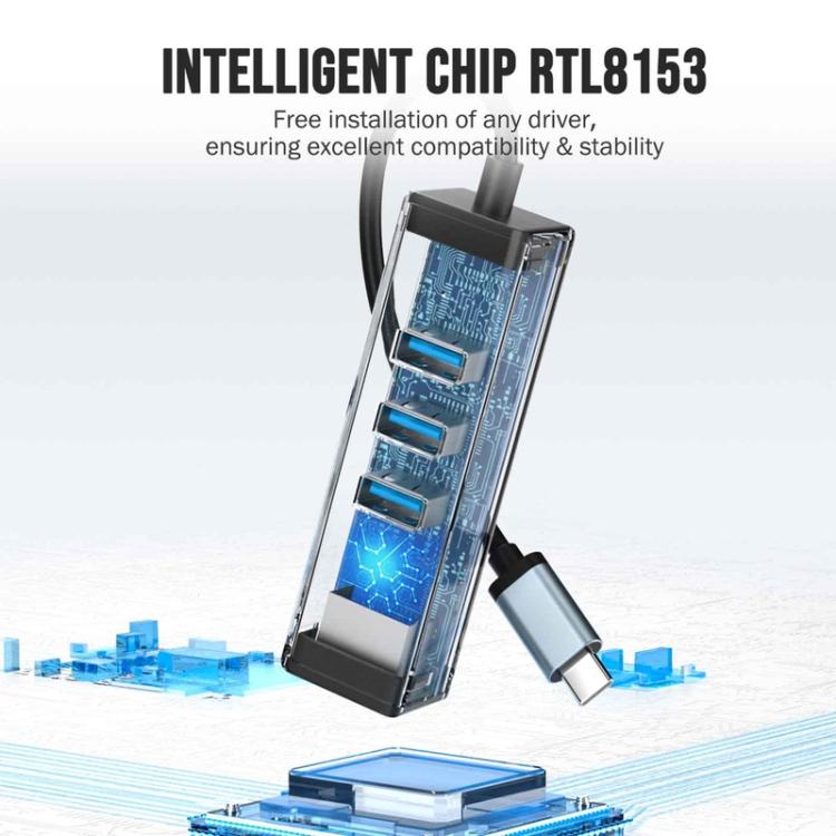 Lemorele TC43L 4 in 1 Type-C Hub Gigabit RJ45 1×USB3.0 and 2×USB2.0 Adapte — view 6