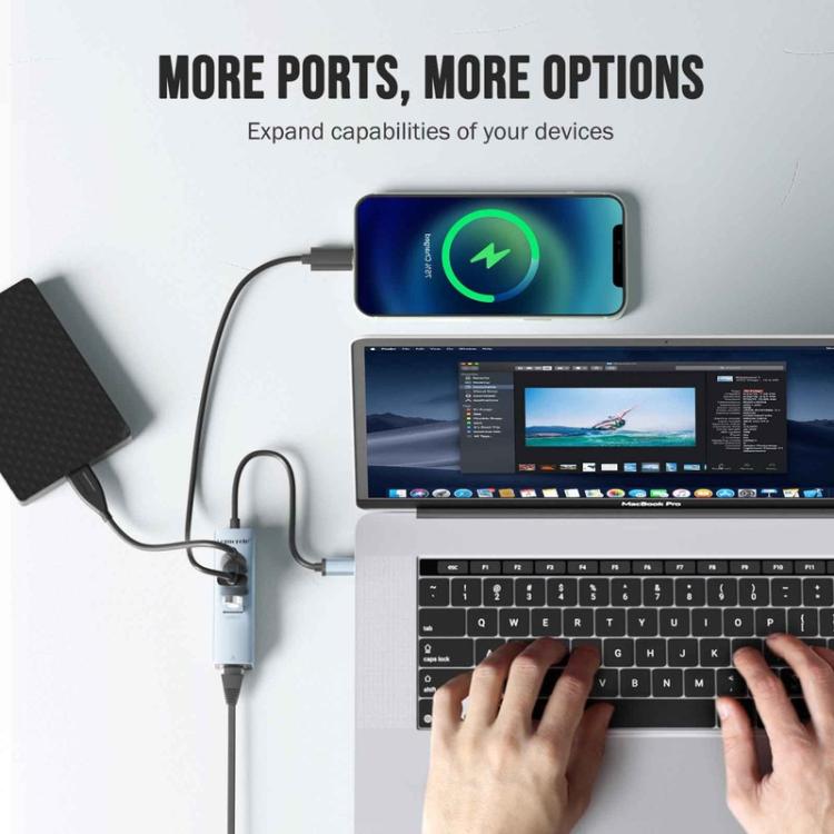 Lemorele TC43L 4 in 1 Type-C Hub Gigabit RJ45 1×USB3.0 and 2×USB2.0 Adapte — view 7