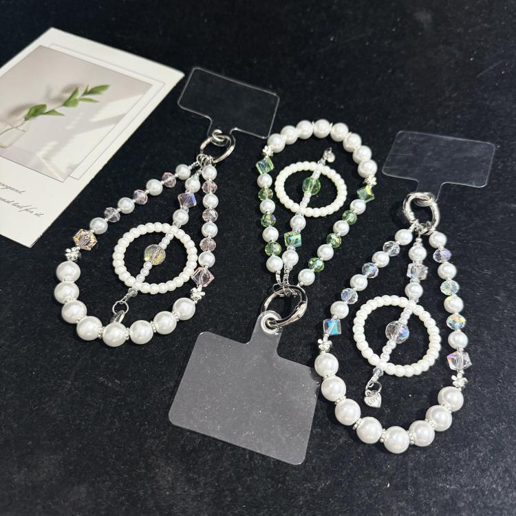 Dreamcatcher Crystal Pearl Phone Hanging Charm — Green