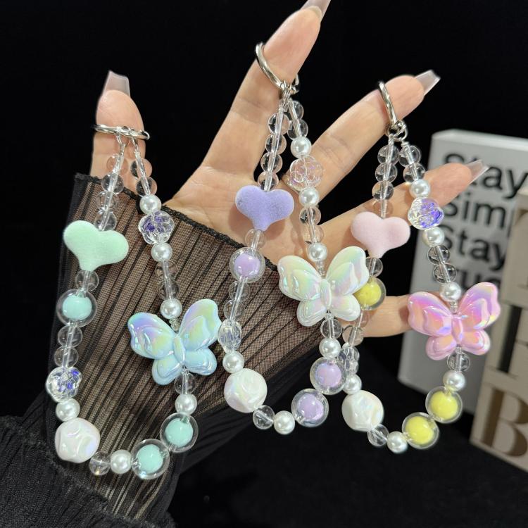 Large Bead Heart Tassel Woven Crystal Phone Chain — view 7