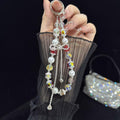 Bow Rhinestone Colored Bead Crystal Phone Chain