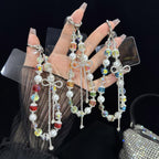 Bow Rhinestone Colored Bead Crystal Phone Chain — Blue