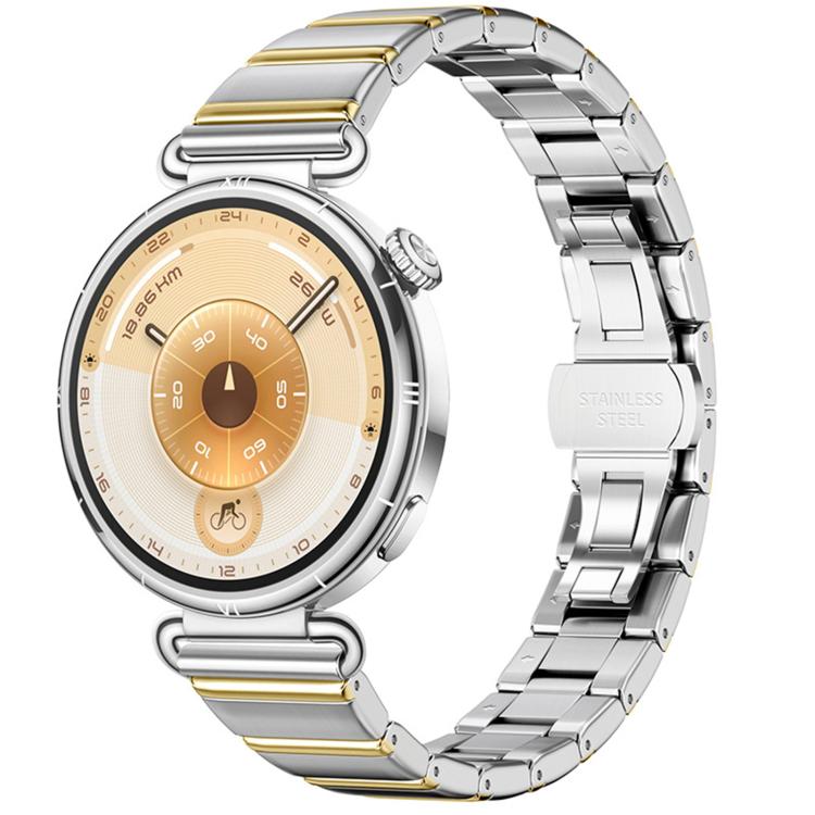 Eggplant Bamboo Slim Butterfly Folding Buckle Stainless Steel Watch Band — Black